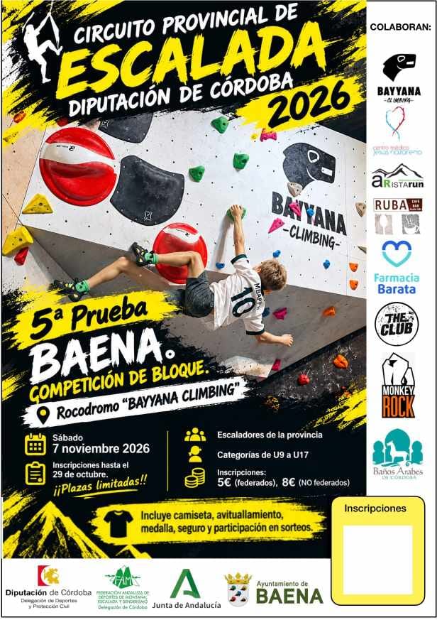 III CIRCUITO PROVINCIAL DE ESCALADA 2026 ( 5º PRUEBA BAENA )